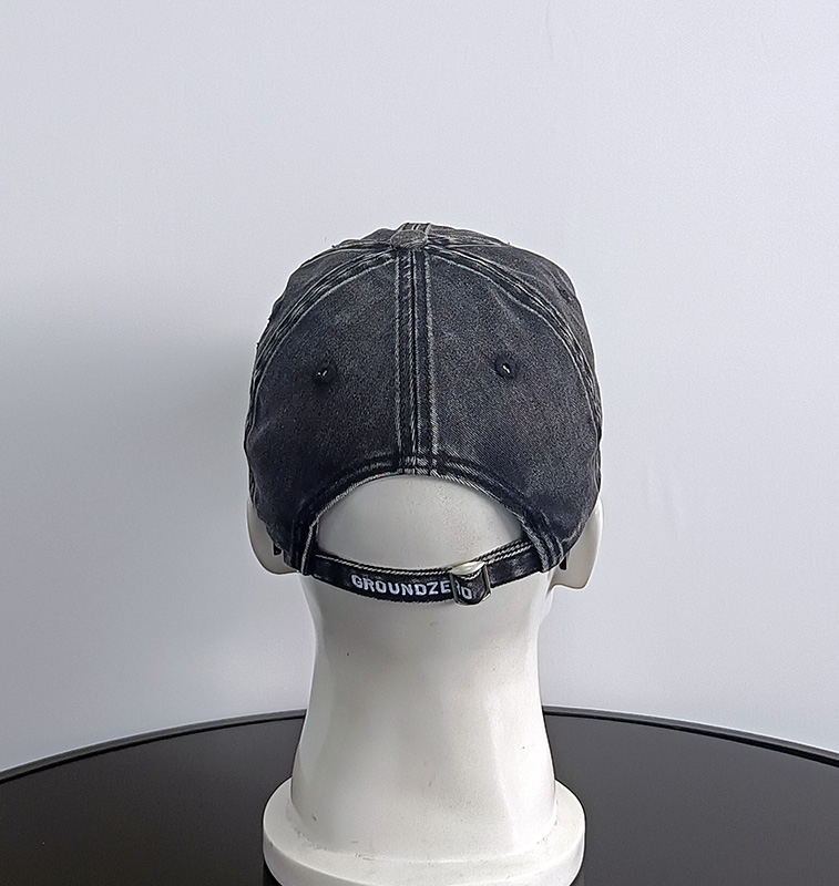 Daewen# washed cap with embroidery and distressed details