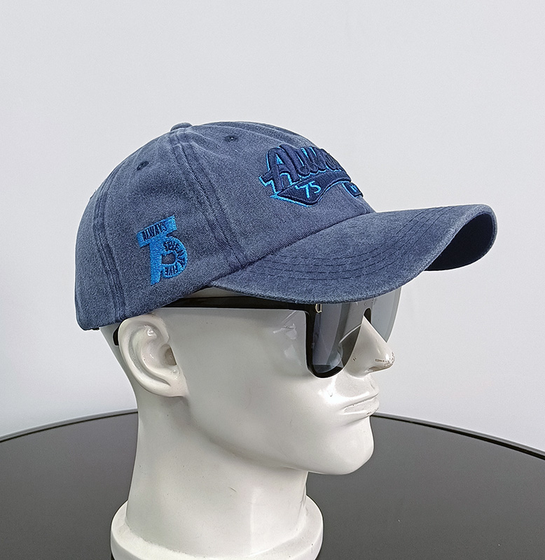 Daewen# washed cap with stylish embroidery