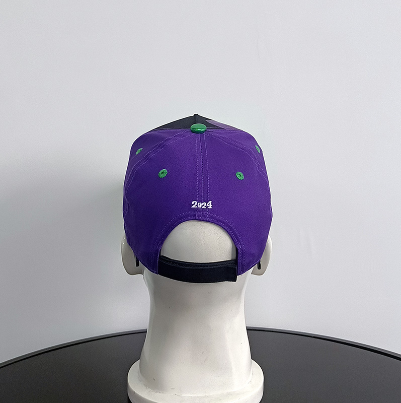 Daewen# baseball cap digitally printed with cotton body and shiny faux leather brim
