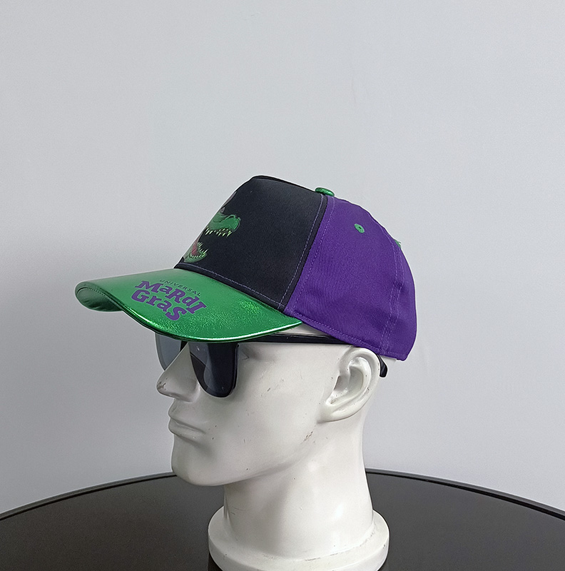 Daewen# baseball cap digitally printed with cotton body and shiny faux leather brim