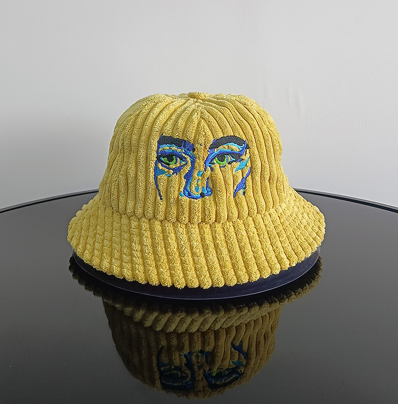 Daewen# bucket hat corduroy bucket hat with embroidered logo
