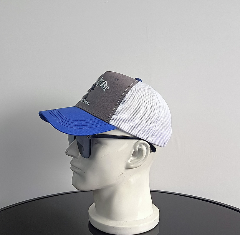Daewen# trucker cap with distinct panel and mesh sections