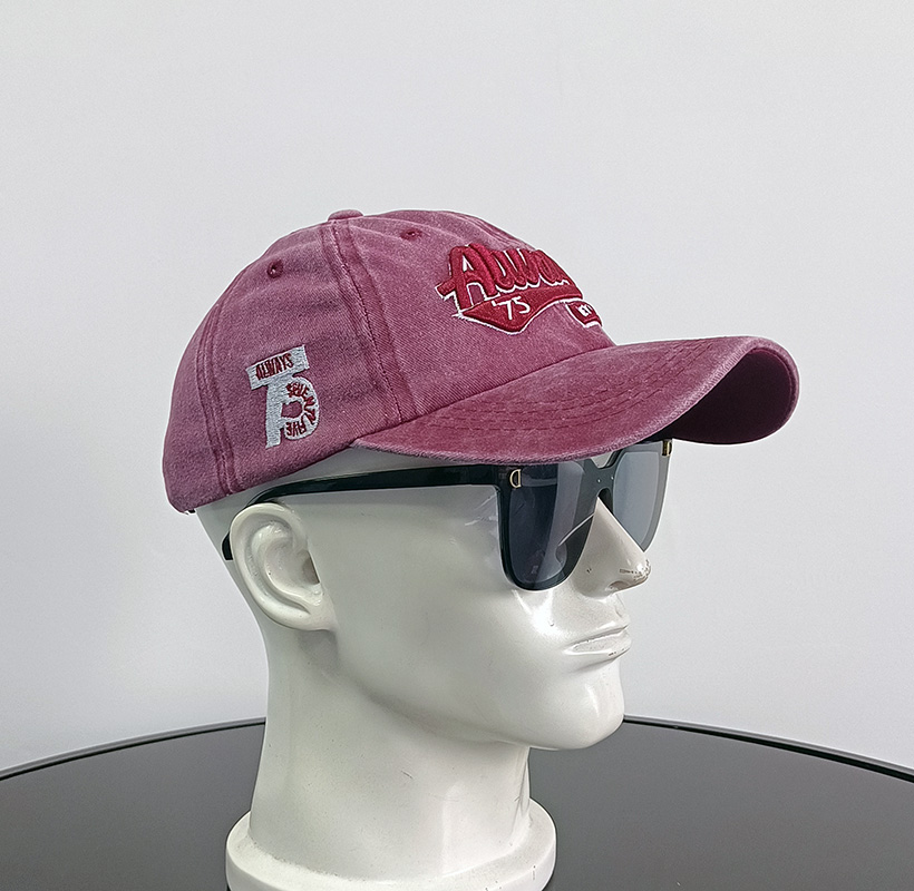 Daewen# washed cap with stylish embroidery