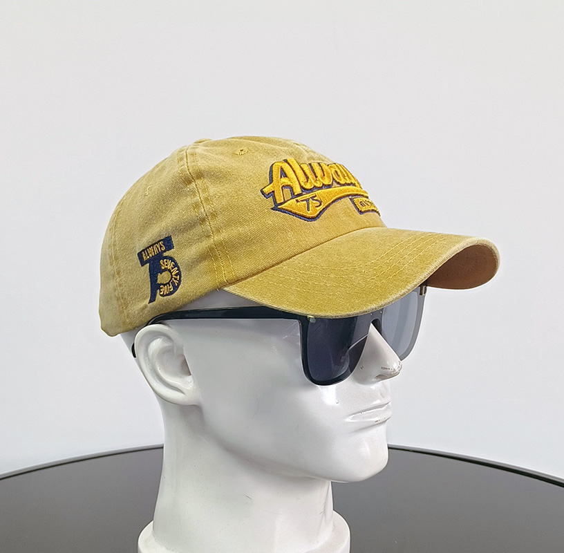 Daewen# washed cap with stylish embroidery