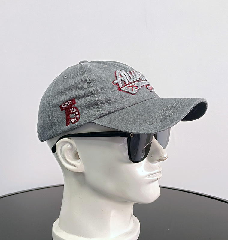 Daewen# washed cap with stylish embroidery