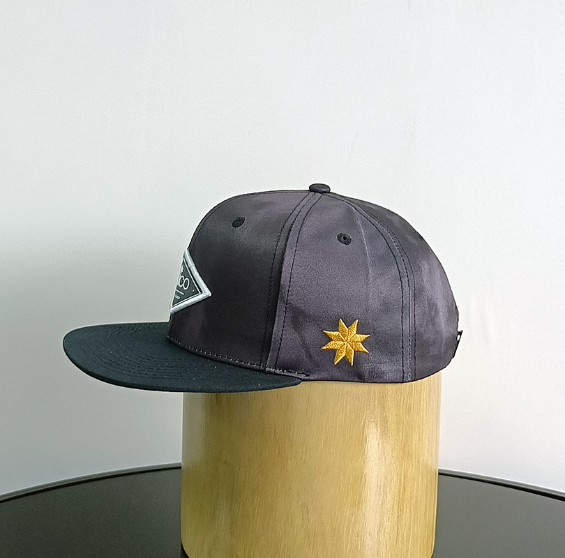 Daewen# snapback cap with faux leather and embroidery