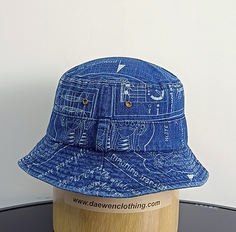 Daewen# bucket hat with denim fabric