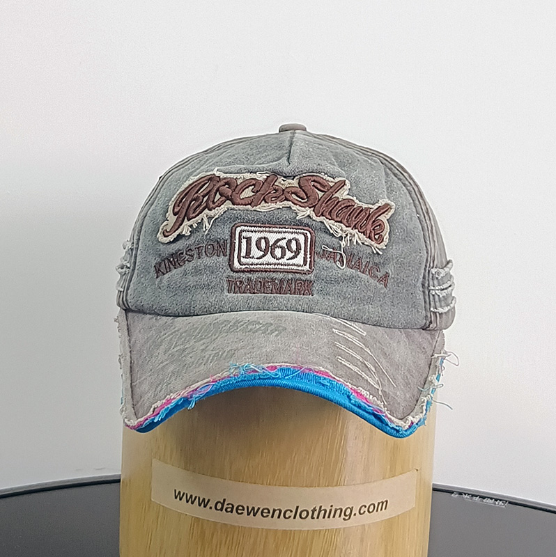 Daewen# washed cap with embroidery