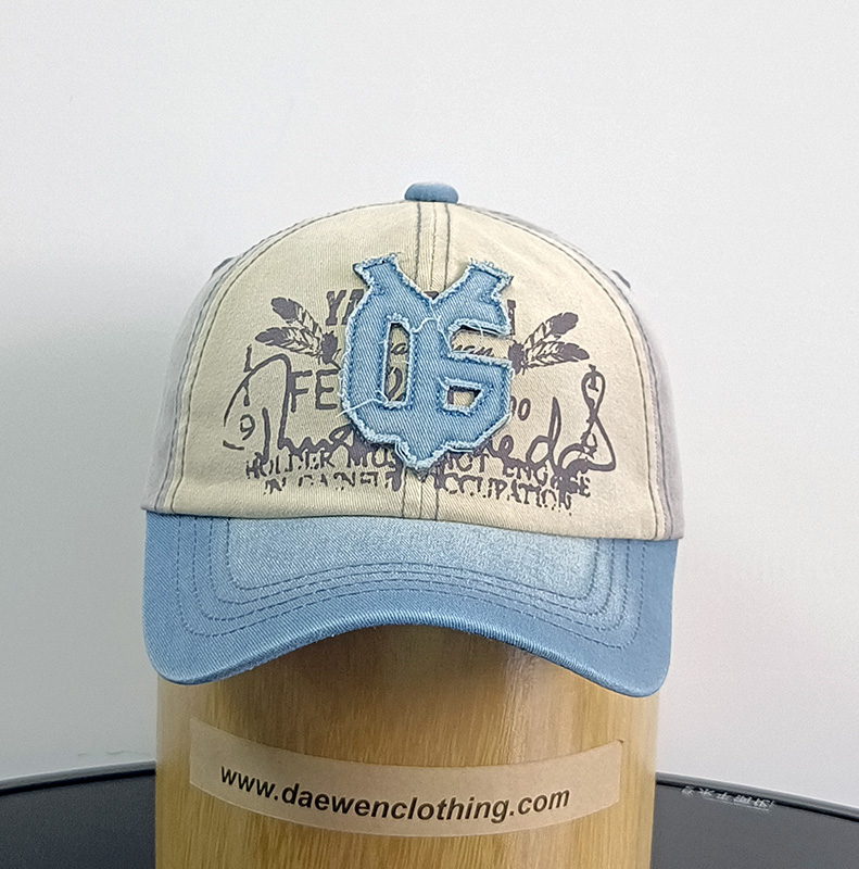 Daewen# washed cap with printing