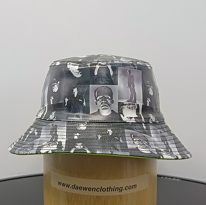 Daewen# bucket hat with print lmitation leather 