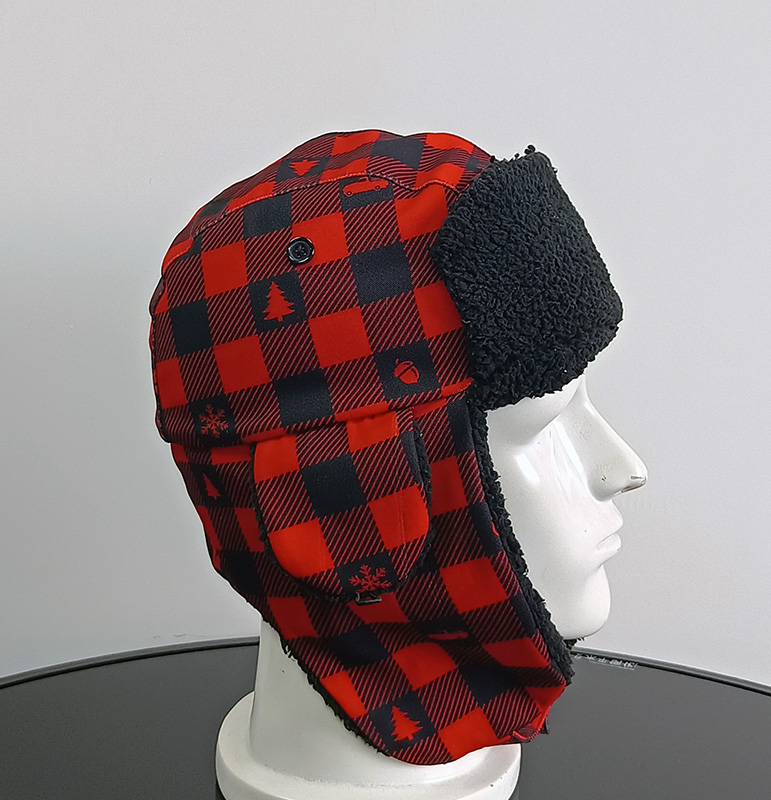 Daewen# earflap hat with embroidery pacth