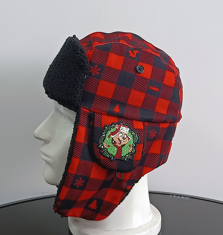 Daewen# earflap hat with embroidery pacth