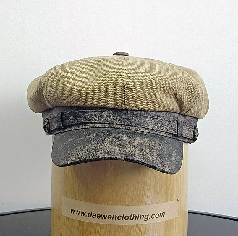 Daewen# classical hat with faux leather and cotton fabric