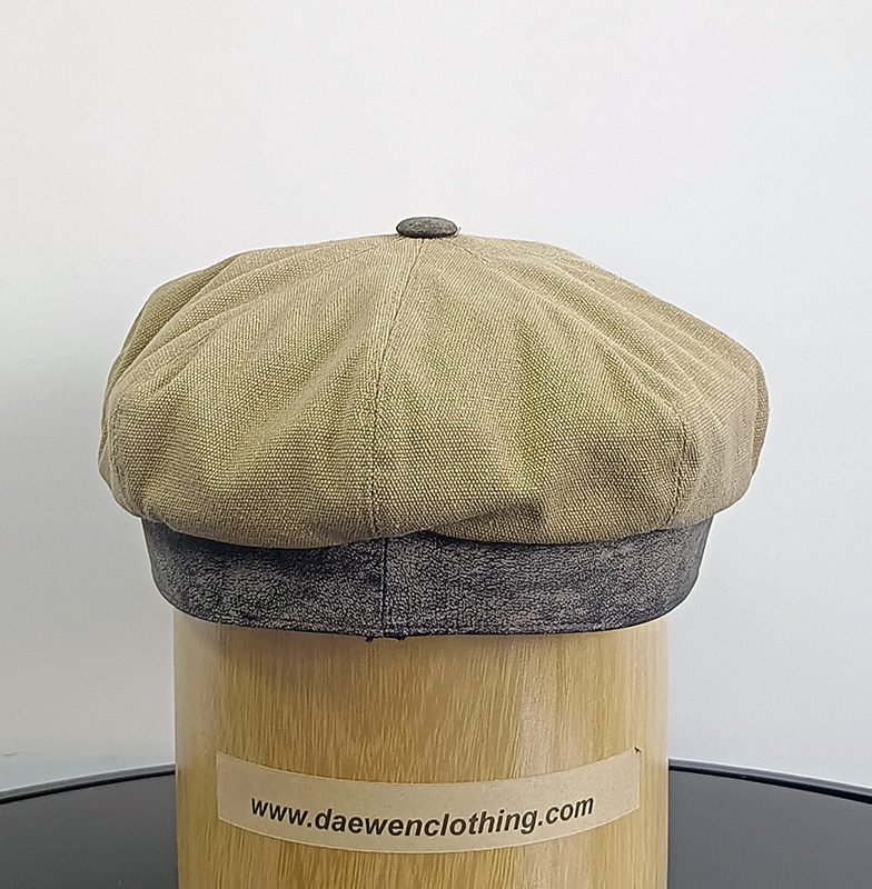 Daewen# classical hat with faux leather and cotton fabric