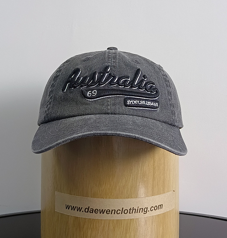 Daewen# washed cap with embroidery